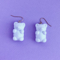 These adorably yummy looking gummy bear earrings are handmade with polymer clay, hand painted with acrylic paint, and coated in resin. Give any outfit a pop of kawaii that will make you stand out!